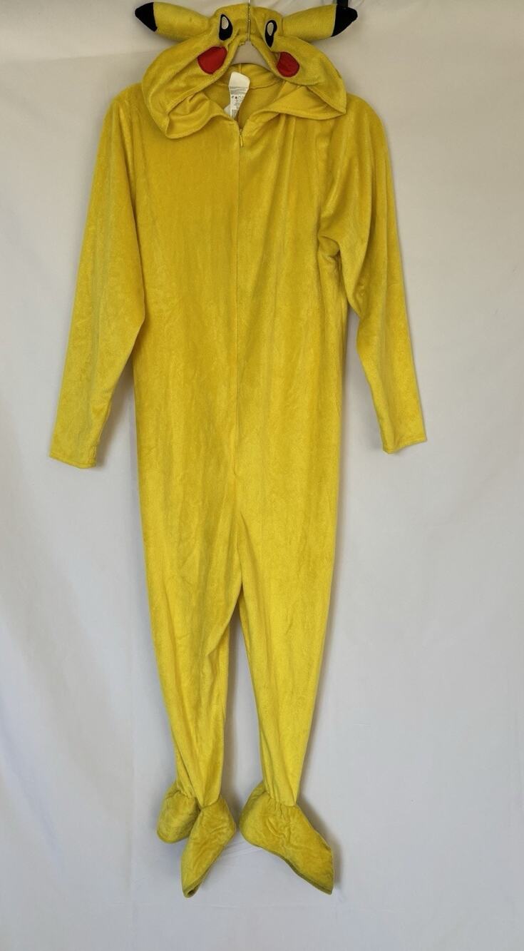 Pokemon Kids Size L 10/12 Pikachu Costume Fleece Jumpsuit Hooded Full Outfit